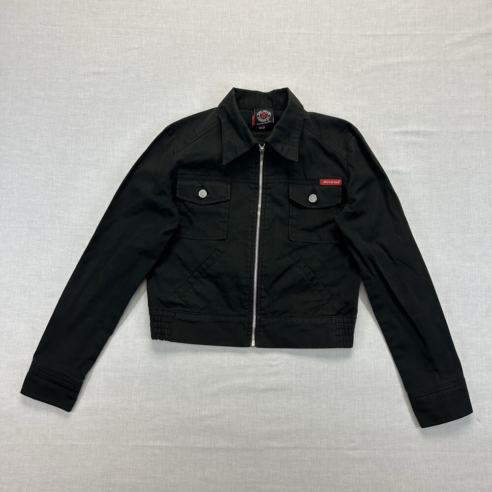 Dickies Girl Full Zip Utility Workwear Style Crop Jacket Youth Size Small Black